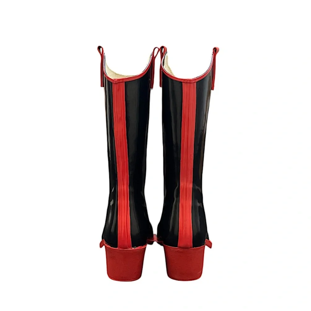 NOMAD - BLACK RED WESTERN RUBBER RAIN BOOTS